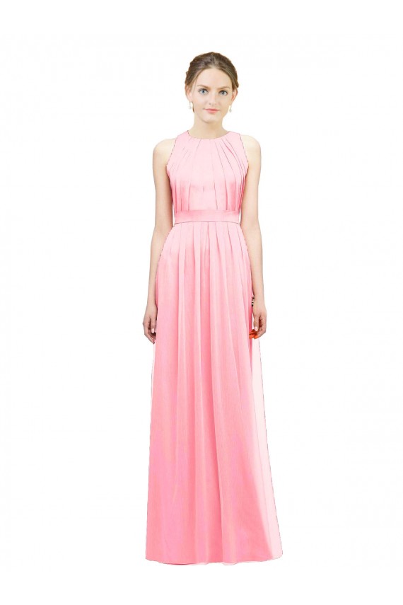 Long Salmon Sleeveless A-Line Bridesmaid Dress Leeds