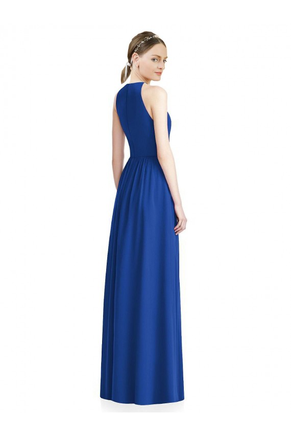 Long Silver Sleeveless A-Line Chiffon Bridesmaid Dress / Evening Dress Leeds