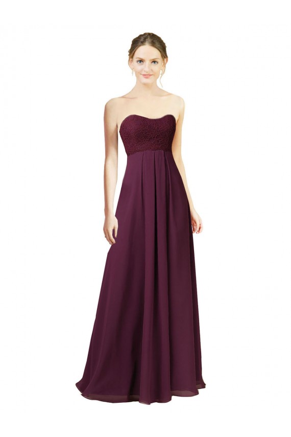 Long Grape Sleeveless A-Line Chiffon Bridesmaid Dress Leeds
