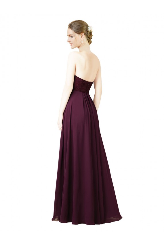 Long Grape Sleeveless A-Line Chiffon Bridesmaid Dress Leeds