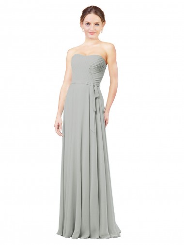 Long Silver Sleeveless A-Line Bridesmaid Dresses Leeds
