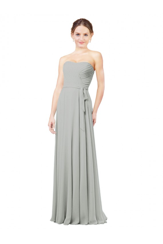 Long Silver Sleeveless A-Line Bridesmaid Dresses Leeds