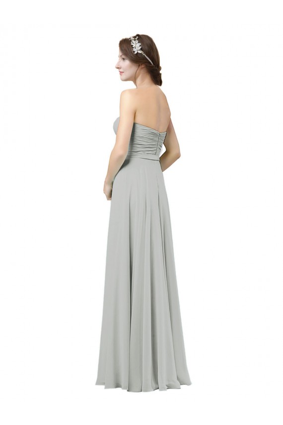 Long Silver Sleeveless A-Line Bridesmaid Dresses Leeds