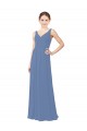 Long Windsor Blue Sleeveless Sheath Soft Chiffon Bridal Party Dress Leeds