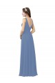 Long Windsor Blue Sleeveless Sheath Soft Chiffon Bridal Party Dress Leeds