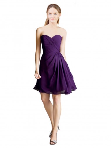 Knee Length Purple Sleeveless A-Line Bridesmaid Dress Leeds