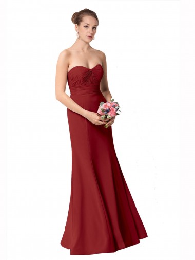 Long Burgundy Sleeveless Mermaid Soft Chiffon Bridesmaid Dress Leeds