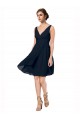 Knee Length Dark Navy Sleeveless A-Line Soft Chiffon Bridesmaid Dress Leeds