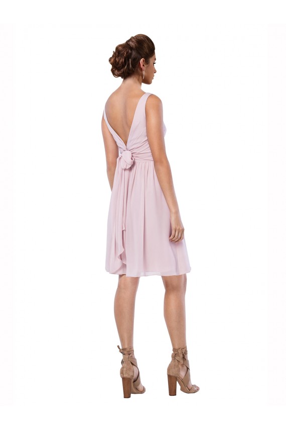 Knee Length Dark Navy Sleeveless A-Line Soft Chiffon Bridesmaid Dress Leeds