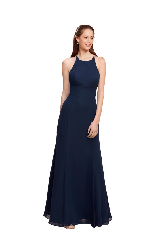 Long Dark Navy Sleeveless Mermaid Prom Dress / Bridesmaid Dress Leeds