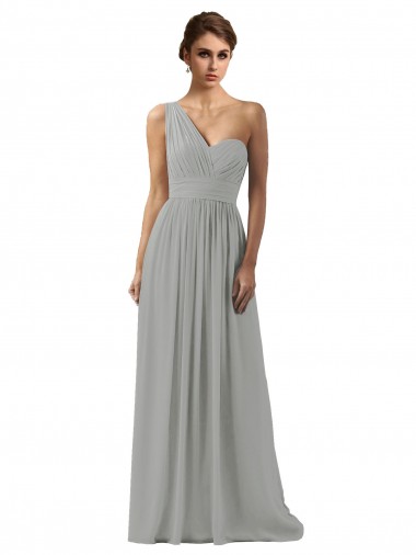 Long Silver Sleeveless A-Line Bridesmaid Dress Leeds