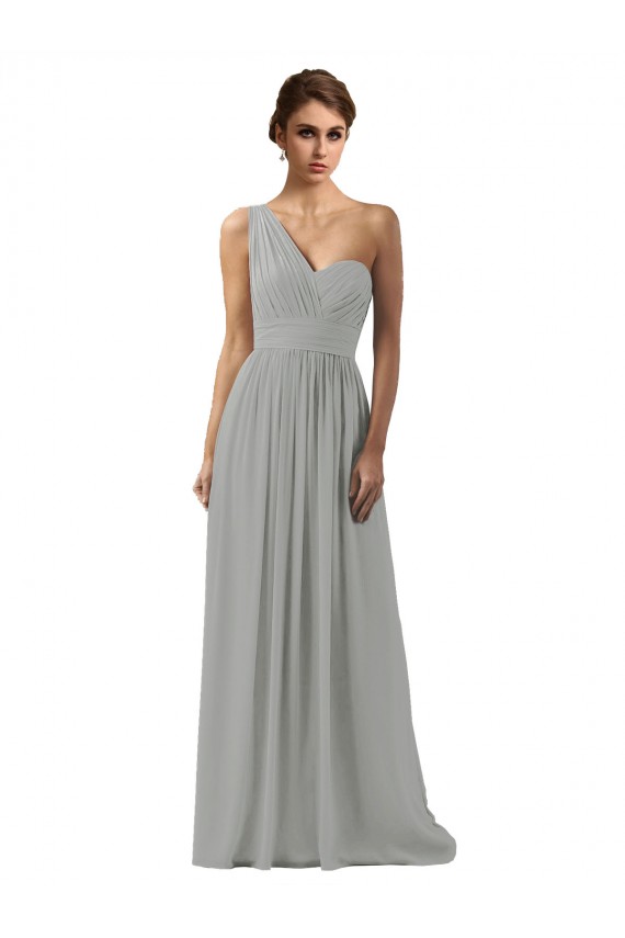 Long Silver Sleeveless A-Line Bridesmaid Dress Leeds