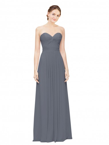 Long Slate Grey Sleeveless A-Line Bridesmaid Dress Leeds
