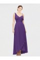 Long Plum Purple Sleeveless A-Line High Low Bridesmaid Dress Leeds