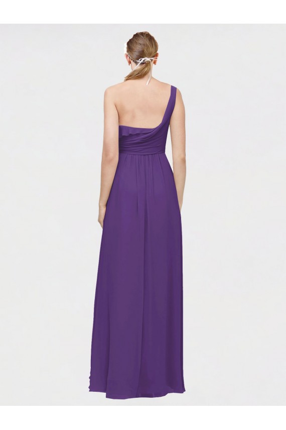 Long Plum Purple Sleeveless A-Line High Low Bridesmaid Dress Leeds