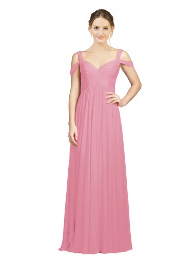 Long Skin Pink Sleeveless A-Line Bridesmaid Dress Leeds
