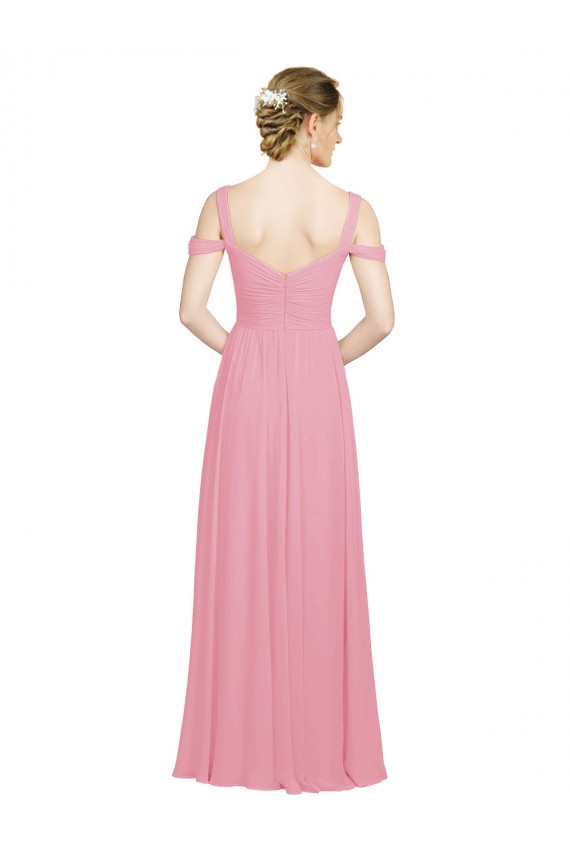 Long Skin Pink Sleeveless A-Line Bridesmaid Dress Leeds