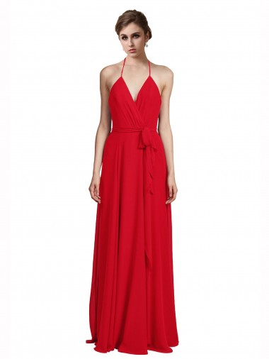 Long Red Sleeveless A-Line Bridesmaid Dress Leeds