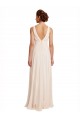 Long Cream Pink Sleeveless A-Line V-Back Bridesmaid Dress / Evening Dress Leeds