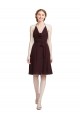Knee Length Burgundy Gold Sleeveless A-Line Bridesmaid Dress Leeds