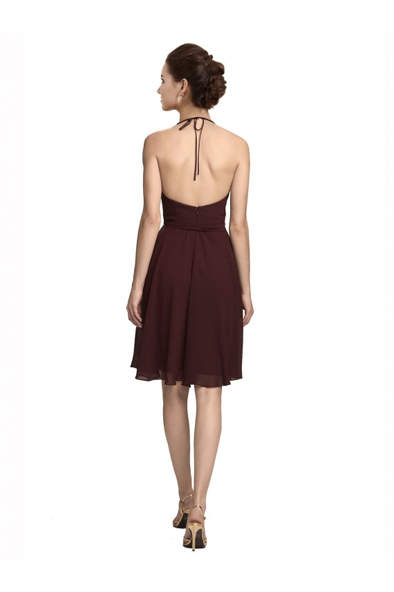Knee Length Burgundy Gold Sleeveless A-Line Bridesmaid Dress Leeds