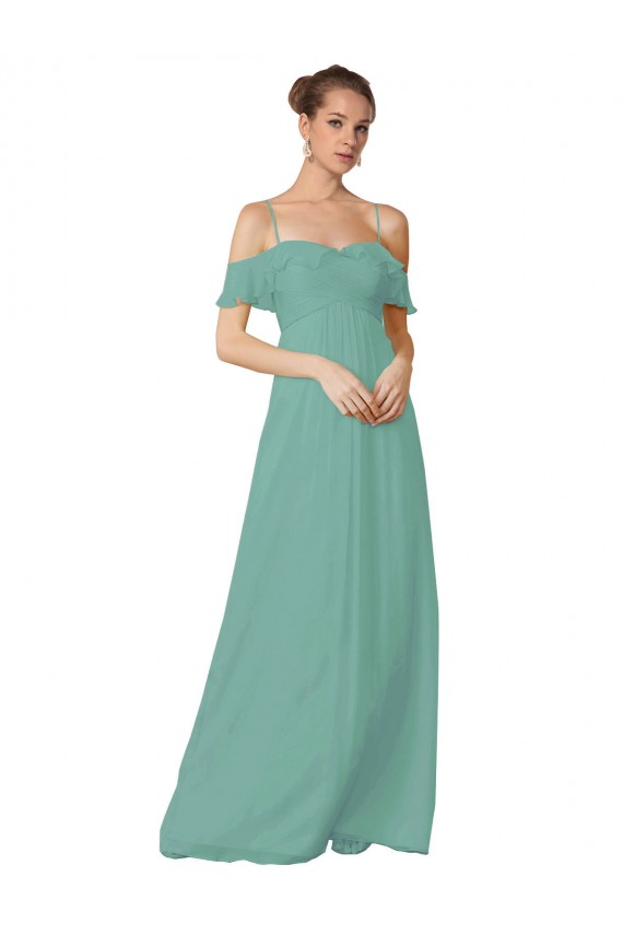 Long Seaside Flutter Sleeves A-Line Bridesmaid Dress Leeds