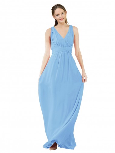 Long Periwinkle Sleeveless A-Line Bridesmaid Dress Leeds