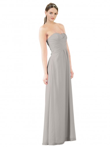 Long Oyster Silver Sleeveless A-Line Bridesmaid Dress Leeds