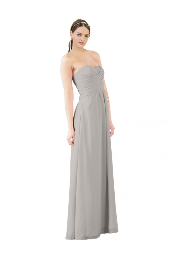 Long Oyster Silver Sleeveless A-Line Bridesmaid Dress Leeds