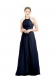 Long Dark Navy Sleeveless A-Line Open Back Evening Gowns / Bridesmaid Dress Leeds