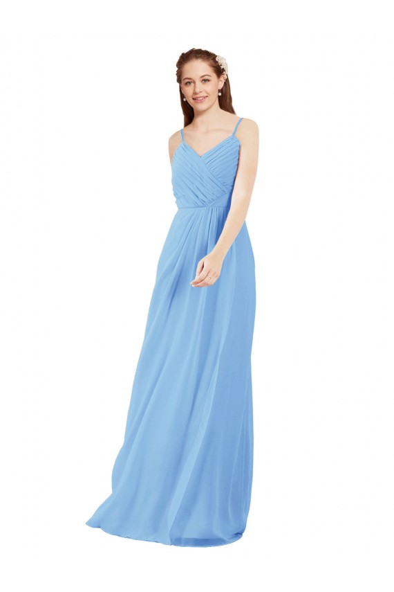 Long Periwinkle Sleeveless Sheath Low Back Bridesmaid Dress Leeds