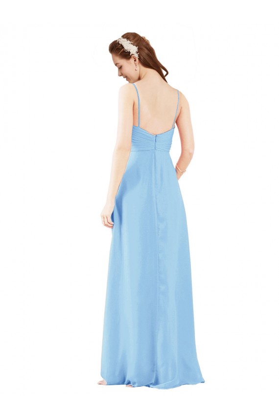 Long Periwinkle Sleeveless Sheath Low Back Bridesmaid Dress Leeds