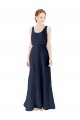 Long Dark Navy Sleeveless A-Line Open Back Bridesmaid Dress Leeds
