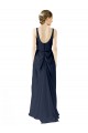 Long Dark Navy Sleeveless A-Line Open Back Bridesmaid Dress Leeds