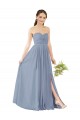 Long Dusty Blue Sleeveless A-Line Open Back Evening Gowns / Bridesmaid Dress Leeds