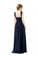 Long Dusty Blue Sleeveless A-Line Open Back Bridesmaid Dress Leeds