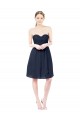 Knee Length Dark Navy Sleeveless A-Line Open Back Bridesmaid Dress Leeds