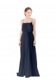 Long Dark Navy Sleeveless A-Line Open Back Chiffon Bridesmaid Dress / Evening Gowns Leeds