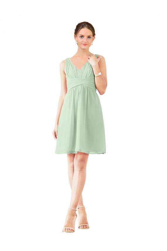 Knee Length Sage Sleeveless A-Line Bridesmaid Dress Leeds