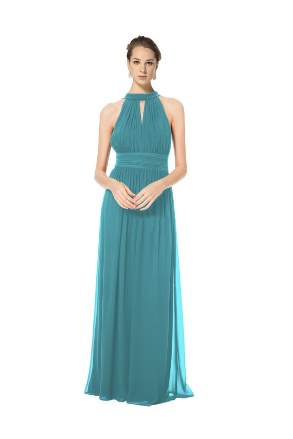 Long Hunter Sleeveless A-Line Keyhole Back Bridesmaid Dress Leeds