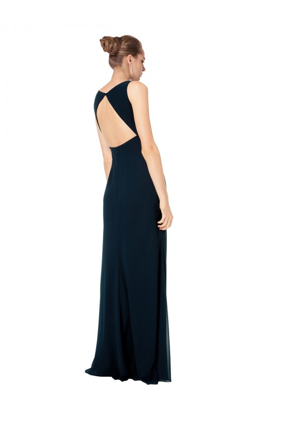 Long Midnight Green Sleeveless A-Line Soft Chiffon Bridesmaid Dress Leeds