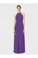 Long Plum Purple Sleeveless A-Line Open Back Bridesmaid Dress Leeds