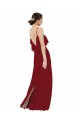 Long Burgundy Sleeveless Sheath V-Back Bridesmaid Dress Leeds