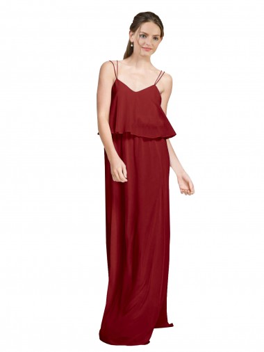 Long Burgundy Sleeveless A-Line Open Back Bridesmaid Dress Leeds