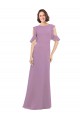 Long Dark Lavender Cold Shoulder A-Line Open Back Bridesmaid Dresses Leeds