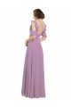 Long Dark Lavender Cold Shoulder A-Line Open Back Bridesmaid Dresses Leeds