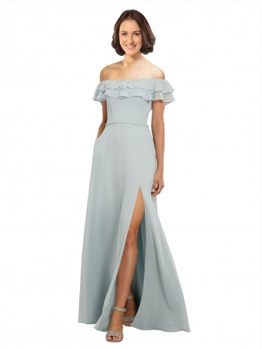 Long Sea Glass Sleeveless A-Line Keyhole Back Bridesmaid Dress Leeds