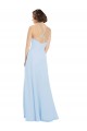 Long Light Sky Blue Sleeveless A-Line Soft Chiffon Wedding Party Dress Leeds