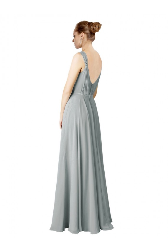 Long Silver Sleeveless A-Line Bridesmaid Dress / Evening Dress Leeds