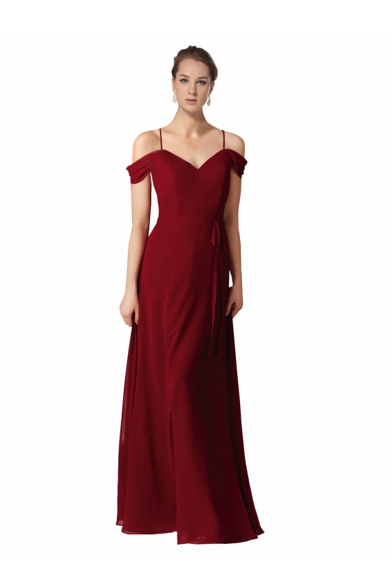 Long Burgundy Sleeveless A-Line Chiffon Bridesmaid Dress / Evening Dress Leeds